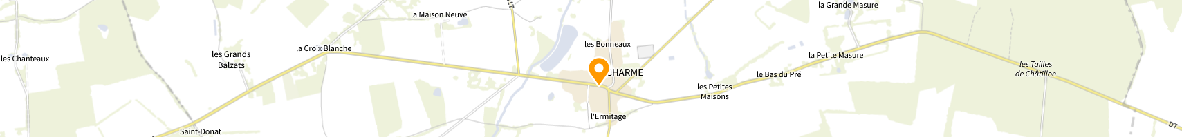 Le Charme situé sur une carte de l'IGN.